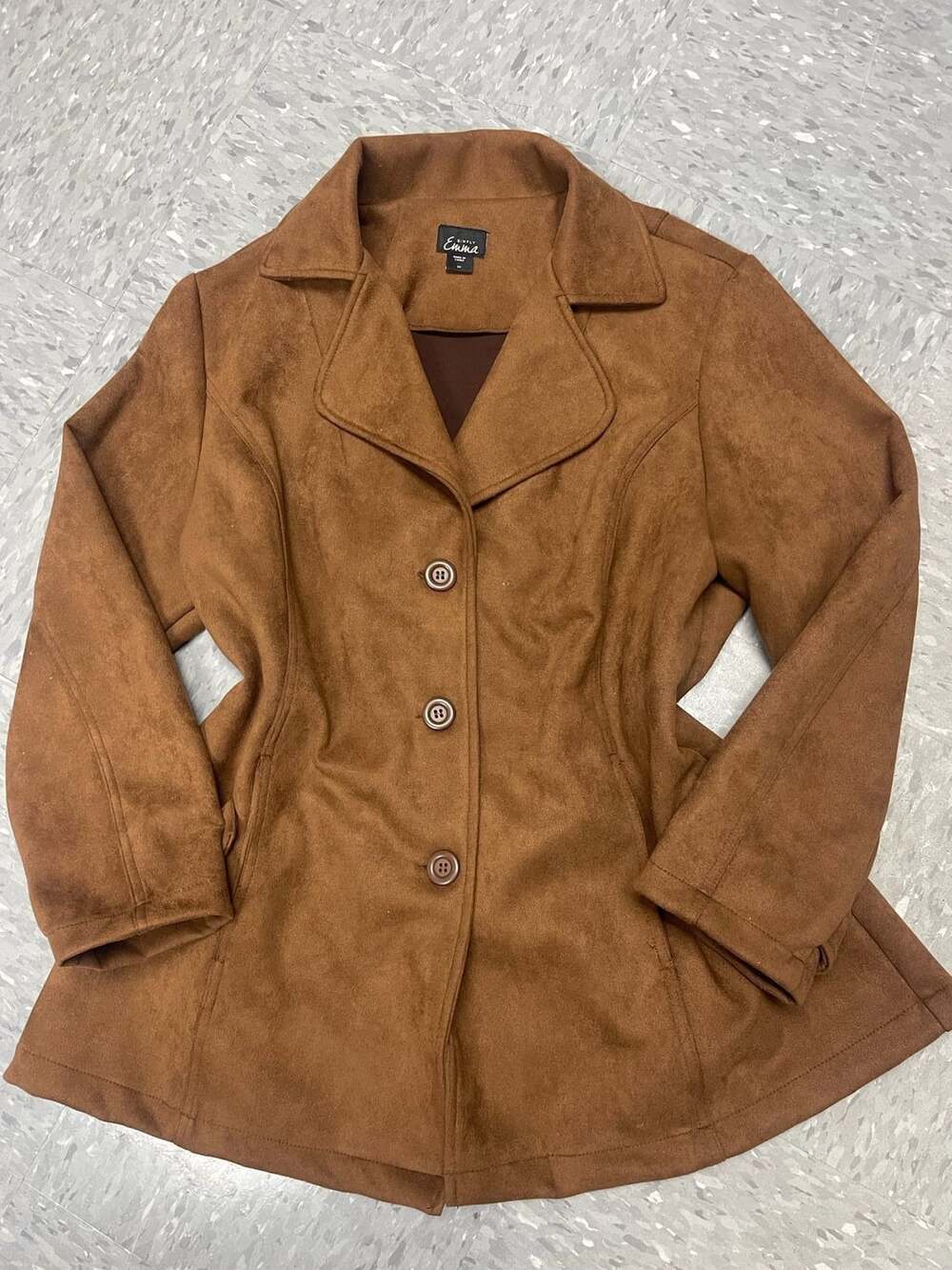 Simply Emma Brown Faux Suede Button-Up Jacket Coat Size 2X